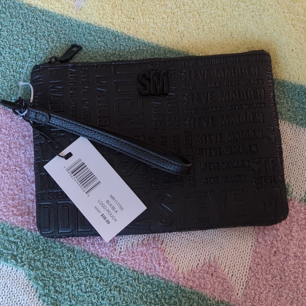 Black Embossed Wristlet